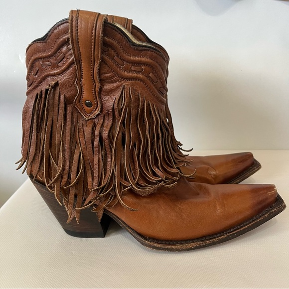 Corral Brown Leather Fringe Western Cowboy Boots - Picture 5 of 13